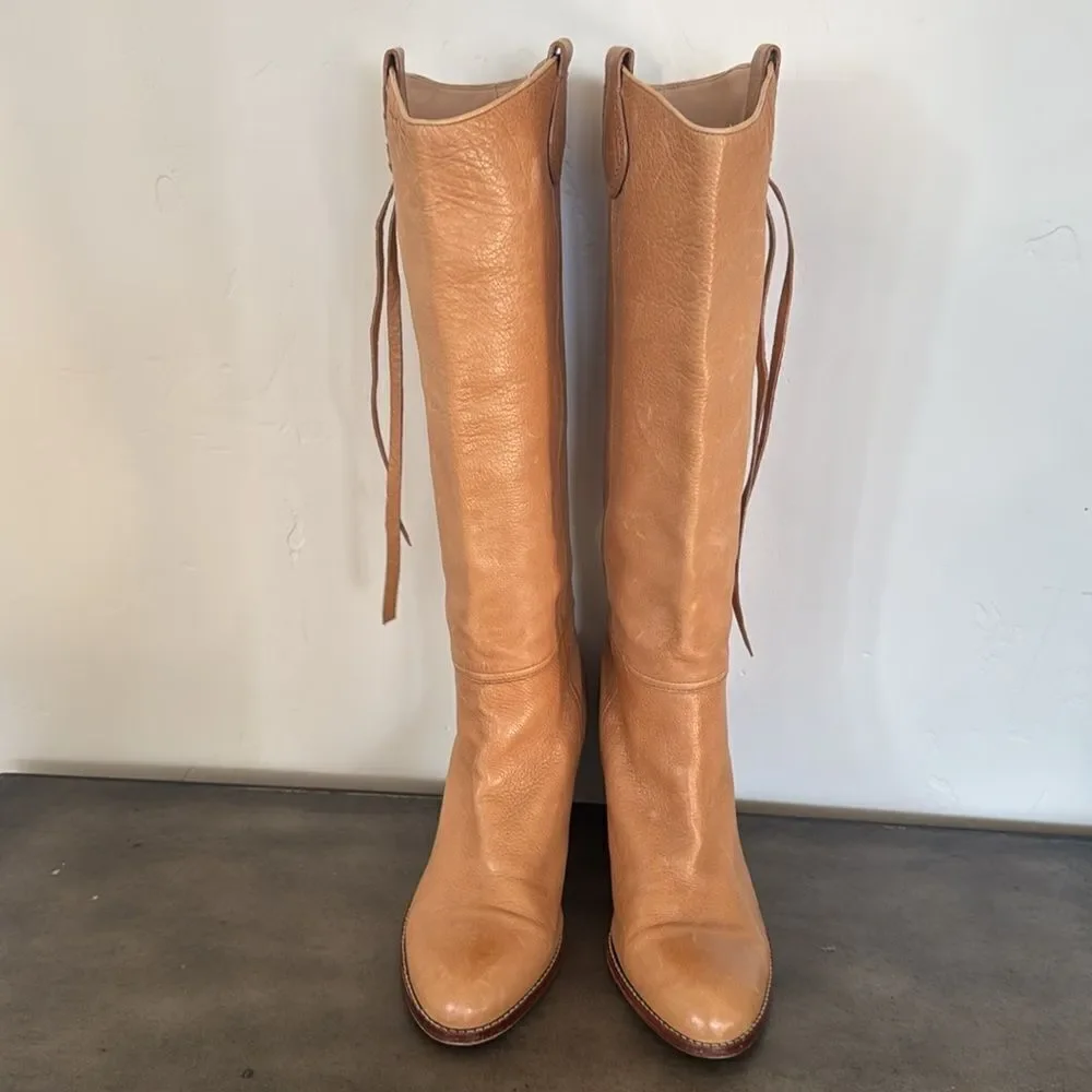 Coach Selena Tan Leather Knee-High Heeled Boots Western Boho Women’s Size 11 EUC - Picture 2 of 15